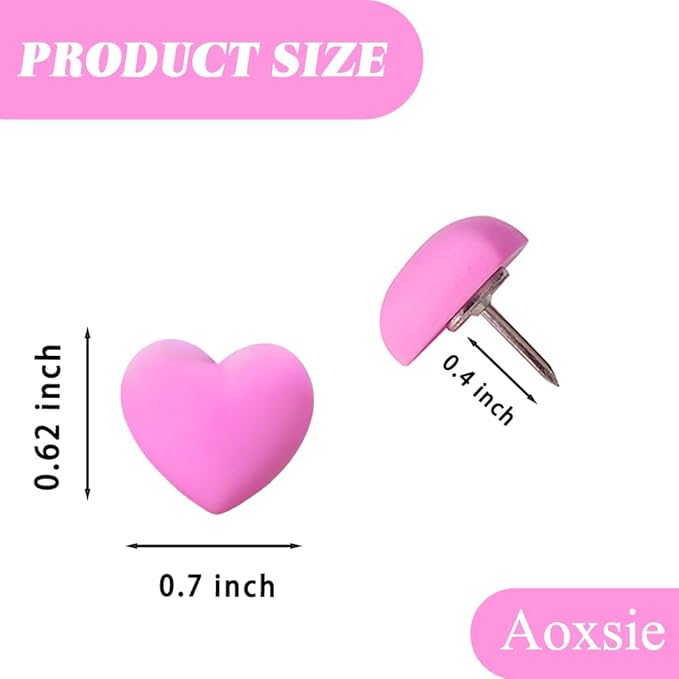 Aoxsie 28pcs Decorative Cute Push Pins Multicolored Heart Thumbtacks Thumb Tacks Pushpins for Bulletin Cork Boards Office Products