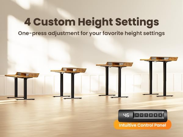 ErGear Electric Standing Desk with Drawers, 63″ x 28″ Gaming Table Compatible Monitor Stand, Stand up Desks, Home Office Height-Adjustable Desk with Storage Shelf, 4 Preset Heights, Vintage Brown