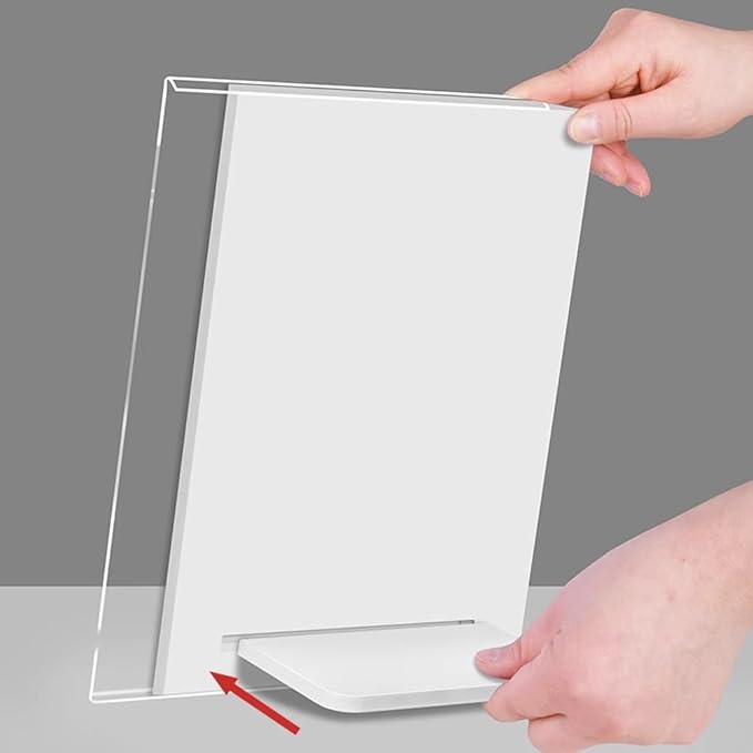 ECKEK Acrylic Sign Holder A3/A4/A5 Menu Displays L Shape Sign Stand Table Top Sign Stand (Vertical A4 210×297mm/8.27×11.69 inches)
