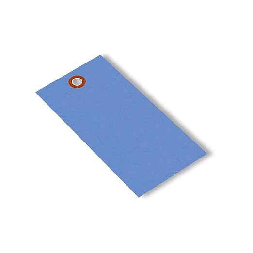 SmartSign (Pack of 100) 4.75 x 2.375 inch “Blue” Blank Tyvek Shipping Tags with Metal Eyelets, Size #5, 8 mil Thick Tyvek, Made in USA