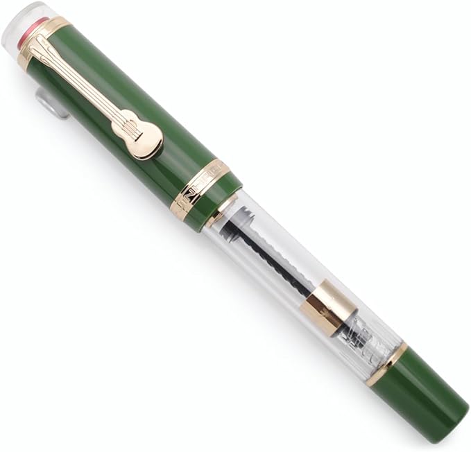 JINHAO 1935 Fountain Pen TIANDAO Series #8 Nib Ink Pen with Guitar-Shaped Clip and Ink Converter (M Nib 0.7mm, Army Green)