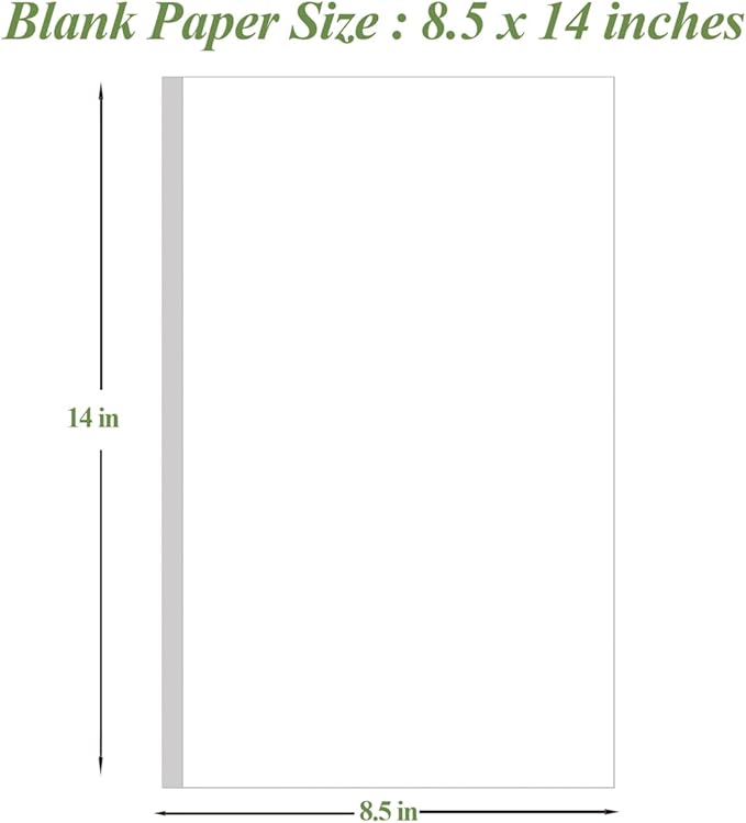 (4-Pack) 8.5" x 14" Blank Print Paper - 200Sheets/400Pages Blank Loose-Leaf Paper, Legal Size Printing in Office/Home/School, 100gsm Blank Paper