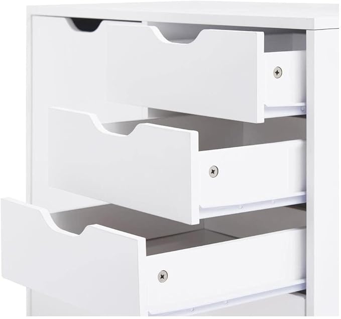 Naomi Home Amy 5-Drawer Craft & Office Storage Cabinet with Shelf, – Rolling Organizer with Pull-Out Door, Adjustable Shelves for Versatile Use, 15.7" D x 18.9" W x 32.2" H