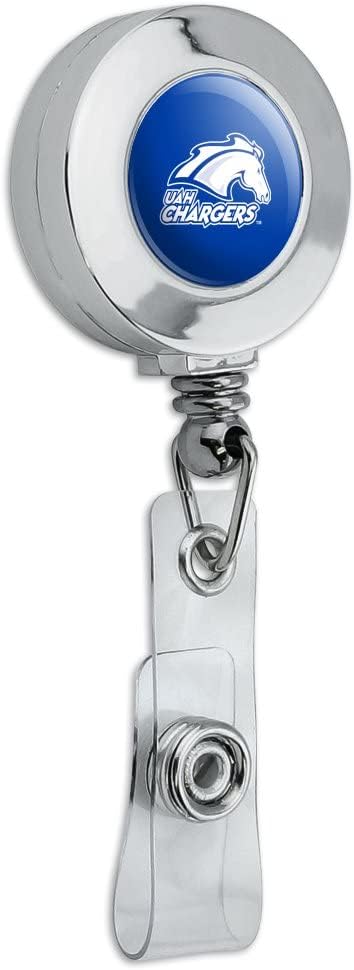 UAH Primary Logo Retractable Reel Chrome Badge ID Card Holder Clip