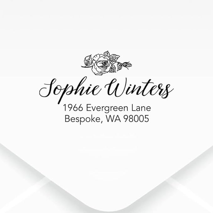 Custom Floral Address Stamp | Choose from 12 Designs | Multiple Ink Color Options | Envelope Return Address Stamp for Couple or Family (Design 6, Large)
