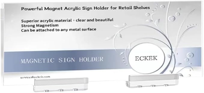 ECKEK Magnetic Sign Holder Grip Holder, Powerful Magnet, Acrylic Sign Holder for Retail Shelves Display Store Vendor Event Warehouse and Shop Supplies (Acrylic Base 400*150mm/15.75*5.91inches)