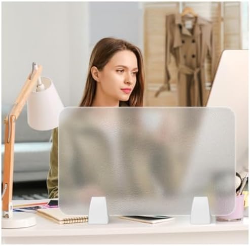 Acrylic Privacy Screen Divider, Portable Desk Partition Panel for Workstations, Frosted Tabletop Privacy Shield for Offices & Schools (Clear-B, 100x30cm/39.4x11.8in)