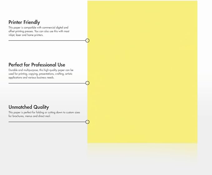 LUXPaper 8.5" x 11" Paper | Letter Size | Pastel Canary Yellow | 60lb. Text | 1,000 Qty