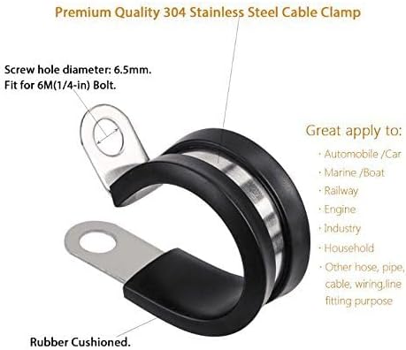 LOKMAN 20 Pack 1-3/4 Inch Stainless Steel Cable Clamp, Rubber Cushioned Insulated Clamp, Conduit Wire Holder Strap Clips for Tube, Pipe or Wire Cord Installation