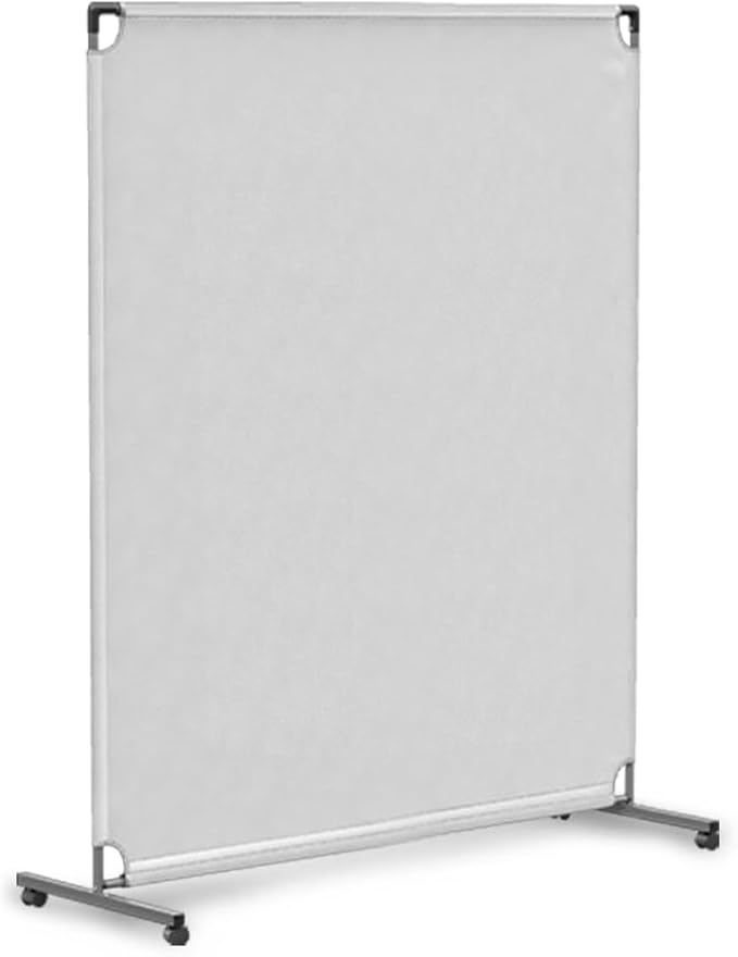 Steel-AID 50-inch Rolling Privacy Room Divider - Freestanding Office Wall Partition with Non See-Through Blackout Screen - Sturdy & Durable Iron Frame - Rolling Wheels - Black, White, Gray & Blue