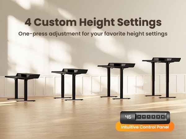 ErGear Electric Standing Desk with Drawers, 48″ x 24″ Gaming Table Compatible Monitor Stand, Stand up Desks, Home Office Height-Adjustable Desk with Storage Shelf, 4 Preset Heights, Black