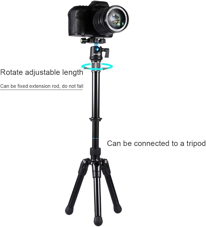 PULUZ Metal Handheld Adjustable 3/8" Size Tripod Mount Monopod Extension Rod for DSLR & SLR Cameras