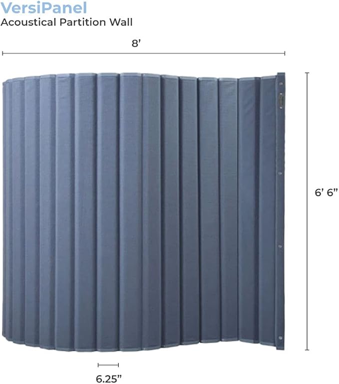 Versare VersiPanel Acoustical Partition Wall - Sound Panel Classroom Office Room Divider, Flexible Arrangement, Easy Roll-up Storage (Gray, 8'Wide x 6'6"Tall)