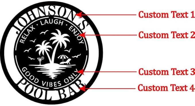 Personalized LED Metal Pool Bar Sign, Poolside Neon Bar Signs for Outside, Pool Signs Outdoor, Outdoor Pool Patio Decor,Pool Tropical Coastal Decor