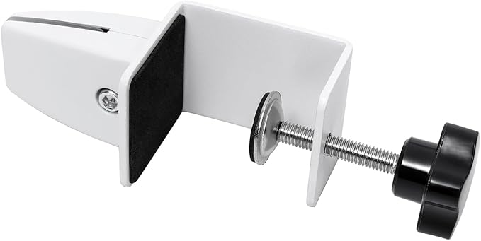 Heavy Duty Sneeze Guard Clamp For 0.1" to 1" Thick Panel,Desk Partition Support Clamps,Adjustable Aluminum Desktop Divider Holder,Easy to Install Desk Privacy Panel Clips, 4 Pack,Silver (White)
