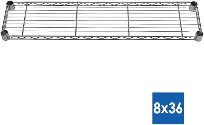 Shelving Inc. 8"D x 36"W x 84"H Chrome Wire Tiered Shelf with 5 Shelves, 800lbs Capacity Each, NSF Certified