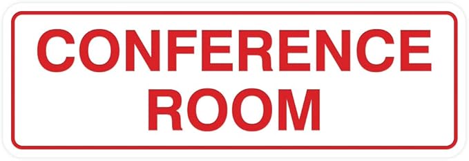Standard Conference Room Sign - White/Red - Small 5 Pack