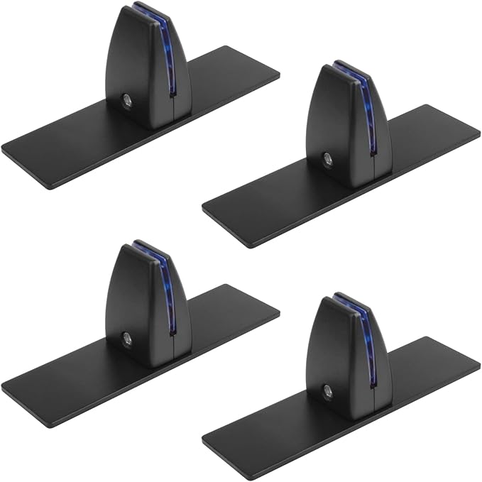 MOUNTAIN_ARK 4 Pack Black Office Desk Partition Clamp, T Shaped Sneeze Guard Bracket Support, Aluminum