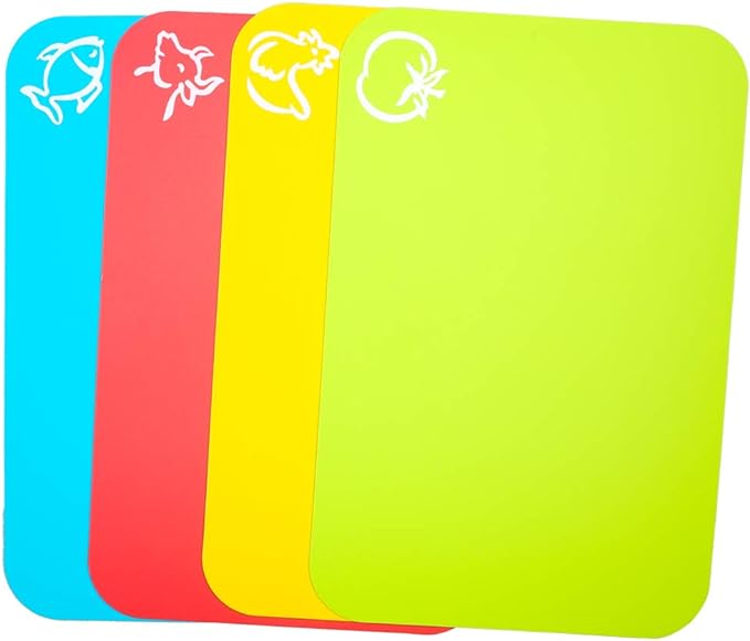 Carrollar Small Flexible Plastic Cutting Board Mats, 2 Pack Cutting Boards Mats With Food Icons, Gripped Back and Dishwasher Safe, Set of 4,7.5x11.4inch (2)