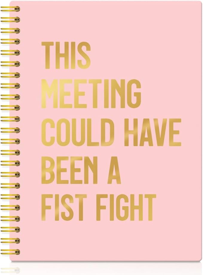 XQLZY This Meeting Could Have Been A Fist Fight Pink Gold Spiral Notebook, Funny Corporate Humor Notepad, Office Sarcastic Humor Gifts for Men Women Coworker BFF Friend, Coworker Christmas Gifts