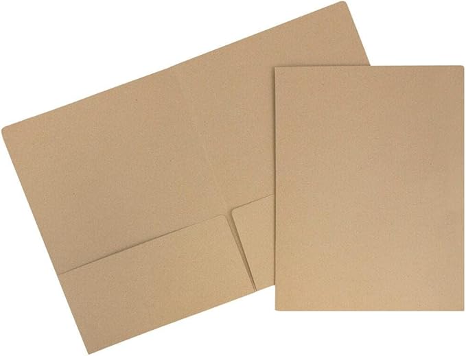 LUXPaper 9" x 12" Presentation Folders | Two Pocket | Grocery Bag Brown | 18pt. Cover | 10 Qty