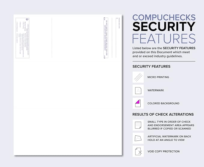 Compuchecks Check on Top Blank Check Paper - 100 Pack, Quick-Books & Laser Printer Compatible - Security Business Checks with Voucher - 8.5" x 11" Steel Blue Pinstripe
