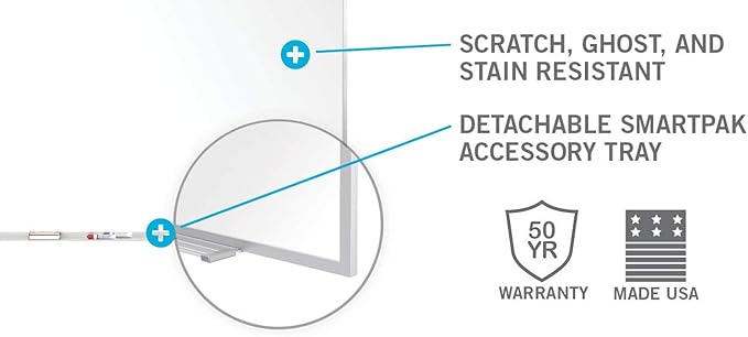 Ghent 4 x 5 Porcelain Magnetic Whiteboard, Aluminum Frame, 1 Marker, 1 Eraser, Made in the USA (M1-45-4)