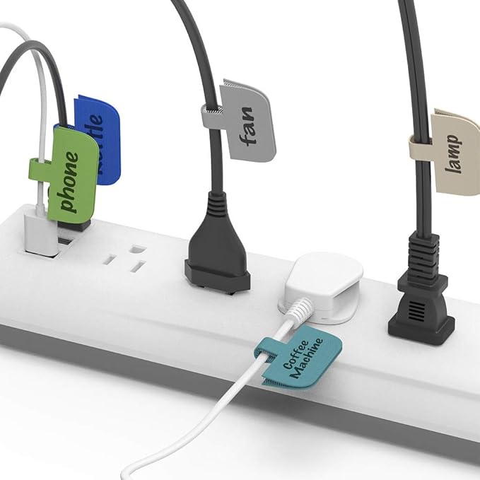 Cable Labels Large Size, XIAOXI Write On Cord Label, Wire Labels, Cable Tags and Wire Tags for Cable Management and Identification - 20 Pcs (Multi-Color)