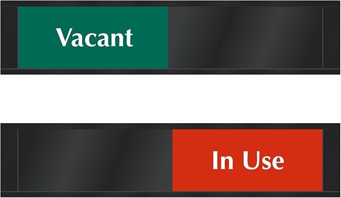 SmartSign Privacy Signs Vacant In Use Slider Door Sign for Home Bathroom Office Restroom Conference Hotel Hospital | 2.25" x 10" Plastic Black Color, Made in USA