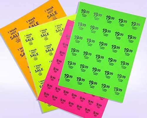 NextDayLabels - Pack of 25 Sheets, 8-1/2 x 11 Fluorescent Labels for Laser & Inkjet Printer (Pink Fluorescent, 1" Round - 63 per Page, 1575 Labels)