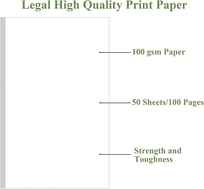 (4-Pack) 8.5" x 14" Blank Print Paper - 200Sheets/400Pages Blank Loose-Leaf Paper, Legal Size Printing in Office/Home/School, 100gsm Blank Paper