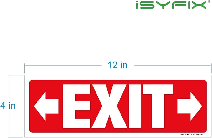 iSYFIX Exit Signs Stickers 12 Pack 12x4 Inch - Laminated Premium Vinyl Directional Right & Left Arrow Signs for Buildings, Office, Workplace, Stores, Schools, Theaters, Parking, Restaurants, Factories