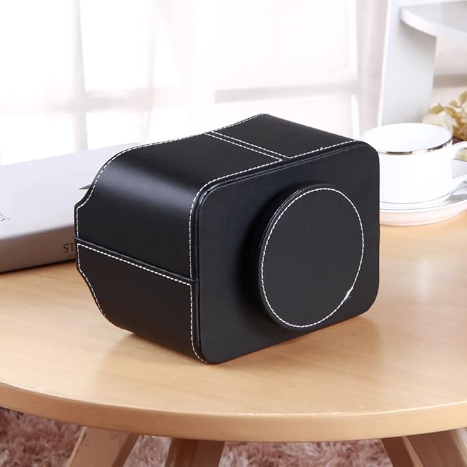 Remote Control Holder 360 Degrees Rotatable Desk Stationery Supply Organizer PU Leather Desktop Storage Box for Controllers Media Bedside Spinning TV Caddy iPad Mobile Pencil Cosmetic