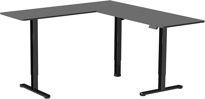 VIVO Electric Corner 75 x 63 inch L-Shaped Standing Desk, Memory Height Adjustment, Black Top Black Frame, DESK-E3CTB-75