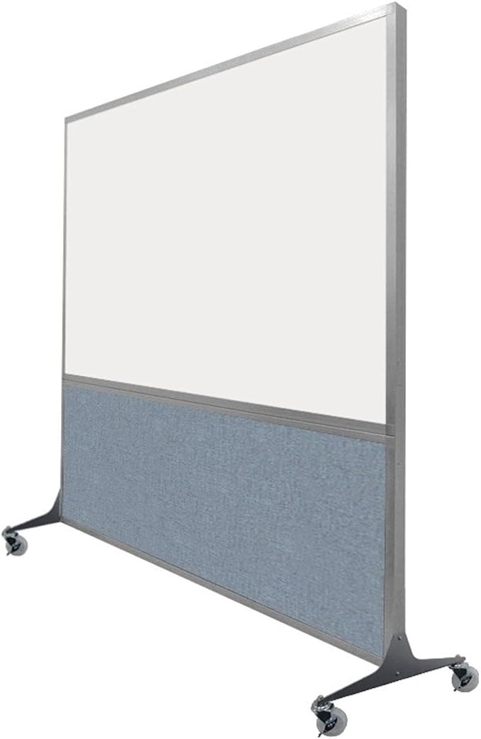 DivideWrite Mobile Whiteboard | Double Sided Dry Erase Board | Portable Office Cubicle Partition | Display for Classrooms, Conference Rooms, Meeting Areas and More | Black Fabric 5' Wide X 6' Tall
