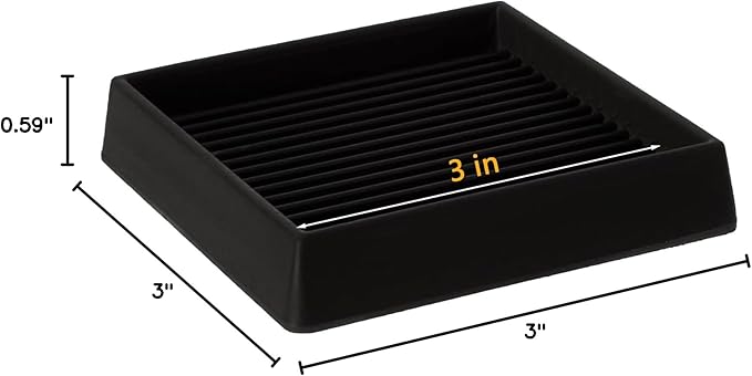 VOCOMO 3X3 Rubber Caster Cups, Non Slip Furniture Pads, Anti-Slip Gripper, Anti Skid Furniture Feet, Anti Slide Floor Protector for Bed Couch Stoppers (8 Pack, Black)