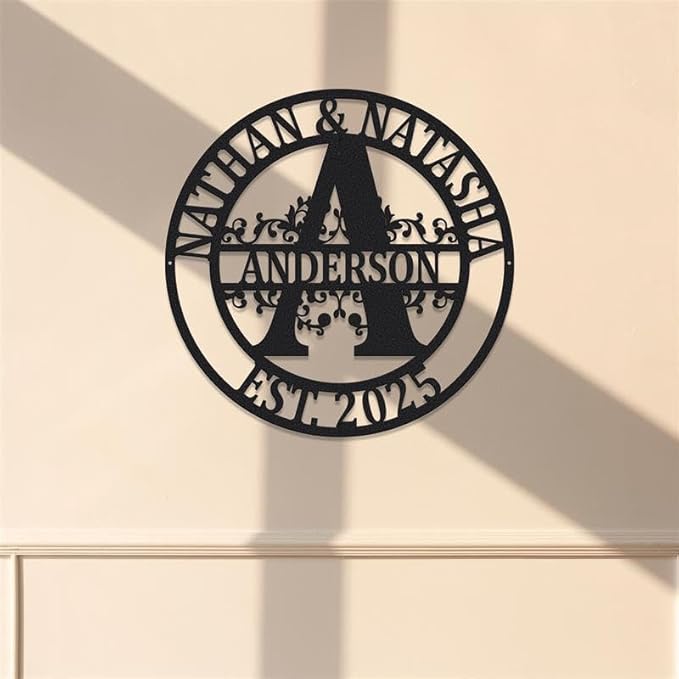 Custom Metal Signs | Personalized Monogram Name Sign | Outdoor Wall Art for Family Name | Custom Name Metal Sign, Last Name, Anniversary, Wedding Gifts for Women, Wife, Parents, couple (Design 12)