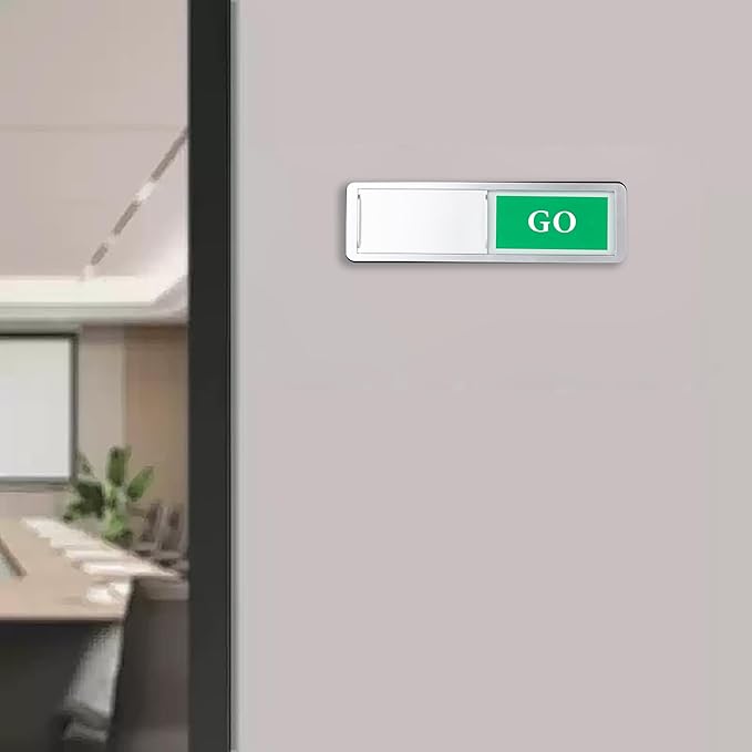 Go/No Go Door Sign Indicator for Office, Home, Restroom, Conference Room. Room Status Tells Whether Go No Go (Silver)