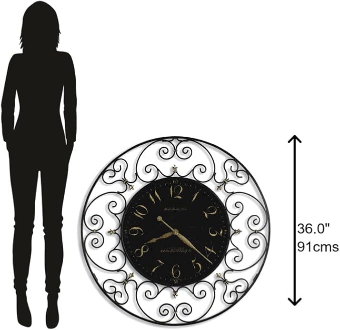 Hekman Furniture Joline Wall Clock – Elegant Oversized Decorative Analog Clock Striking Black Iron Finish Quartz Movement, Perfect for Room Decor, Bedroom, Office, Kitchen & Outdoor Spaces