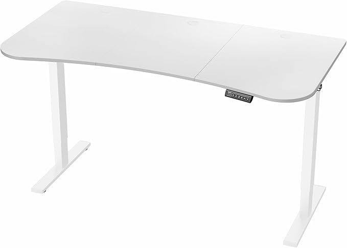 VIVO Electric 63 x 32 in Standing Desk, Memory Height Adjustment, 1B Series, Holds 220 lbs, White Top White Frame, DESK-KIT-1W1W