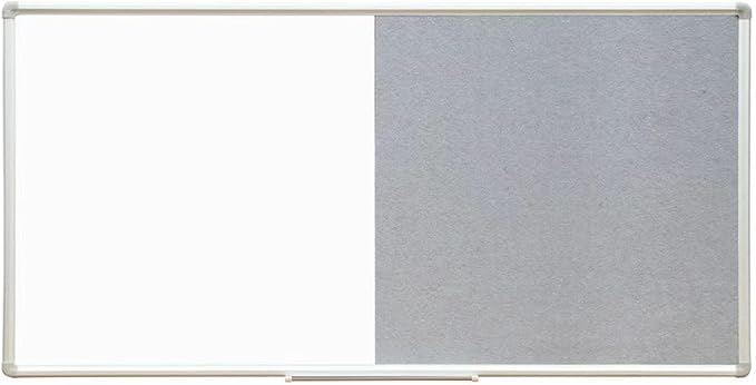 DEVELOP Large Grey Felt Bulletin & Magnetic Dry Erase Combo Board, 72 x 36 Inch Hanging Whiteboard/Grey Felt Bulletin Combination Board with Marker Tray, Pins, Eraser, Markers & Magnets