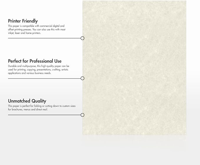 LUXPaper 8.5" x 11" Paper | Letter Size | Cream Parchment | 60lb. Text | 500 Qty