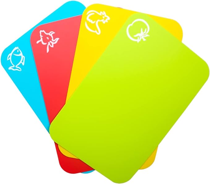 Carrollar Small Flexible Plastic Cutting Board Mats, 2 Pack Cutting Boards Mats With Food Icons, Gripped Back and Dishwasher Safe, Set of 4,7.5x11.4inch (2)
