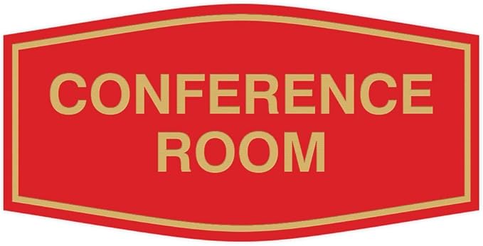 Fancy Conference Room Sign (Red/Gold) - Large