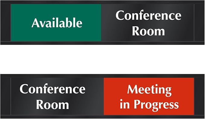 SmartSign Conference Room Door Sign Meeting In Progress/Available Door Slider for office | 2.25" x 10" Plastic Black, Made in USA