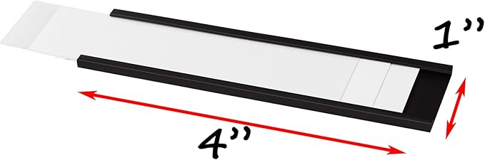 Realth C Channel Magnetic Label Holders 70 Pack 1'' x 4'' with Paper Inserts and Clear Plastic Protectors, Magnetic Data Card Holders File Cabinet Labels for Metal Racks and Shelves
