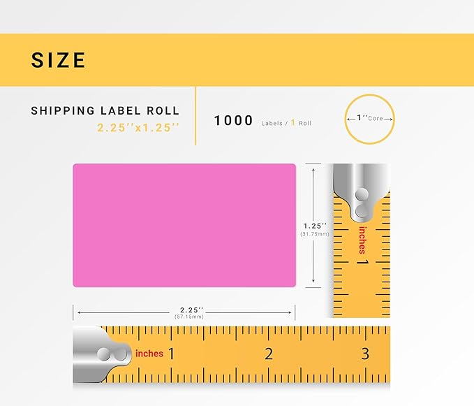 HOUSELABELS 2.25" x 1.25" Pink Address Labels on 1" Core Compatible with Zebra and Rollo Printers, 1 Roll / 1,000 Labels per Roll