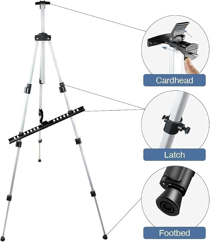 Art Easel Stand for Painting and Sign - RRFTOK Aluminum 66 Inch Metal Tripod Adjustable Portable Easels for Display - Canvas Stand for Floor Drawing - Gifts for Artists Woman or Teen Art Supplies