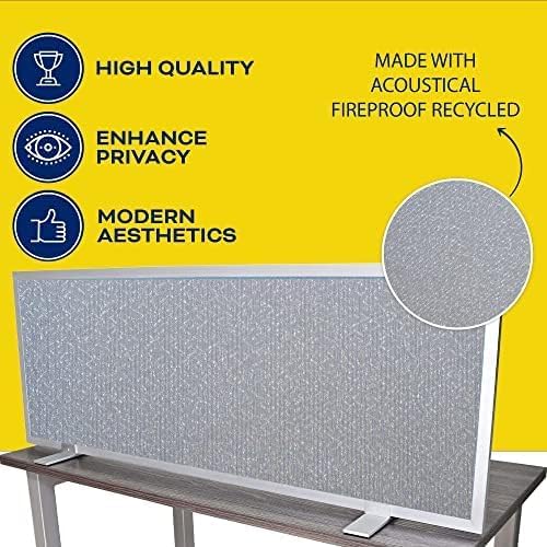 OBEX Acoustical Free Standing Privacy Screen, Cubicle Accessories Desk Privacy Panel, Desk Dividers for Office, Office Furniture Partitions Portable Sound Proof Dividers, 12" x 30", Overcast