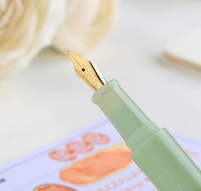 czxwyst Majohn Wancai 2.0 Mini Pocket-Size Eyedropper Fountain Pen (EF Nib 0.38mm, Apple Green)